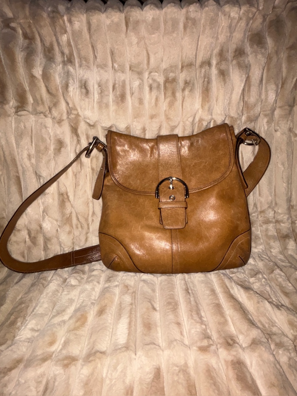 Vintage Coach Style 9481 Brown Leather Shoulder / Hobo Bag